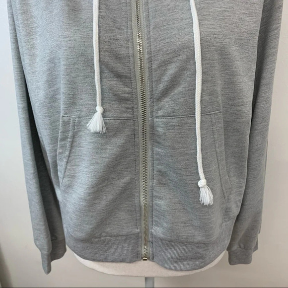 Shein‎ Curve Sweatshirt Woman 2XL Gray Full Zip Hood Pockets Light Weight Crop - Picture 3 of 10